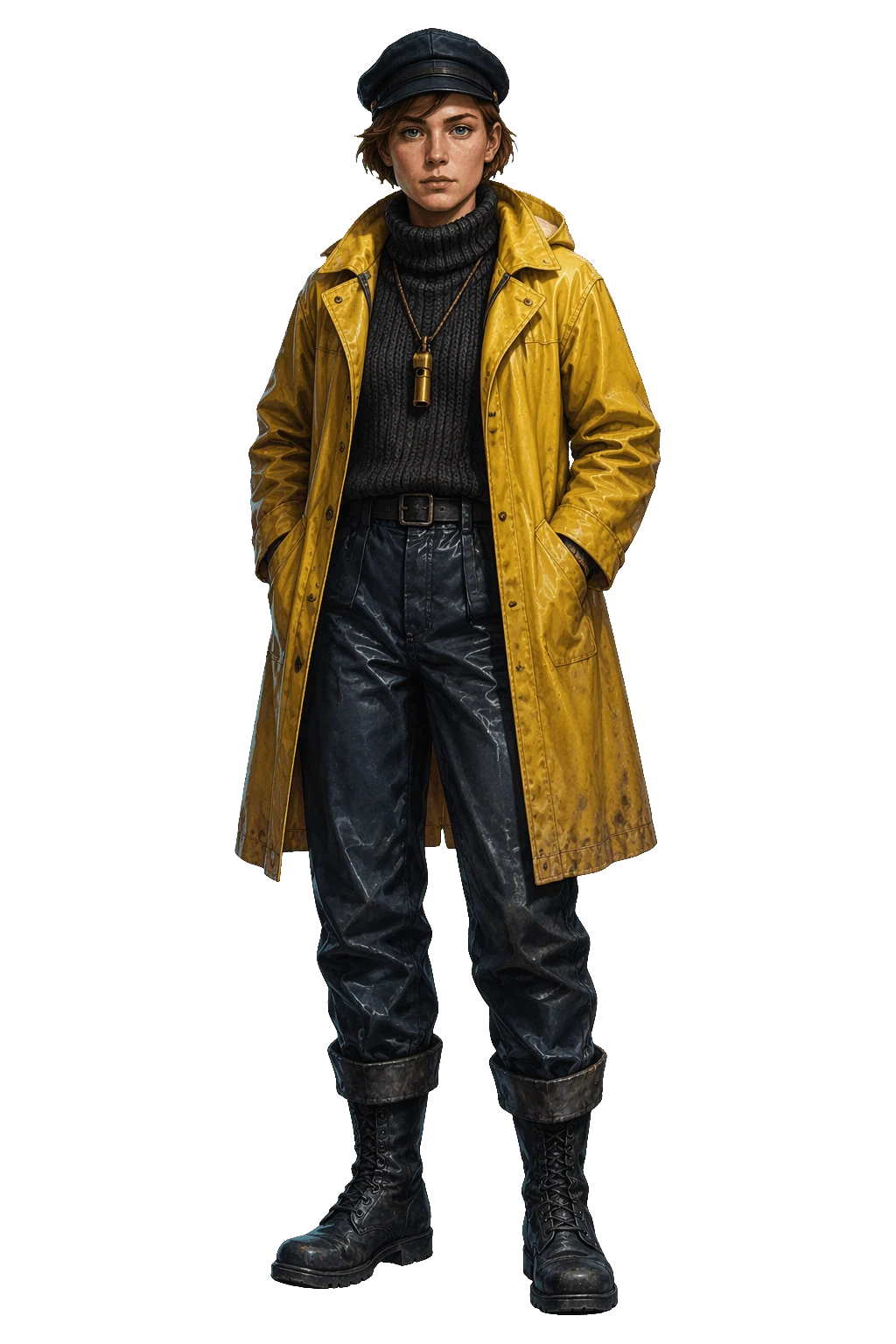 Iris Hale standing calmly, a character sprite from a Loomtale story